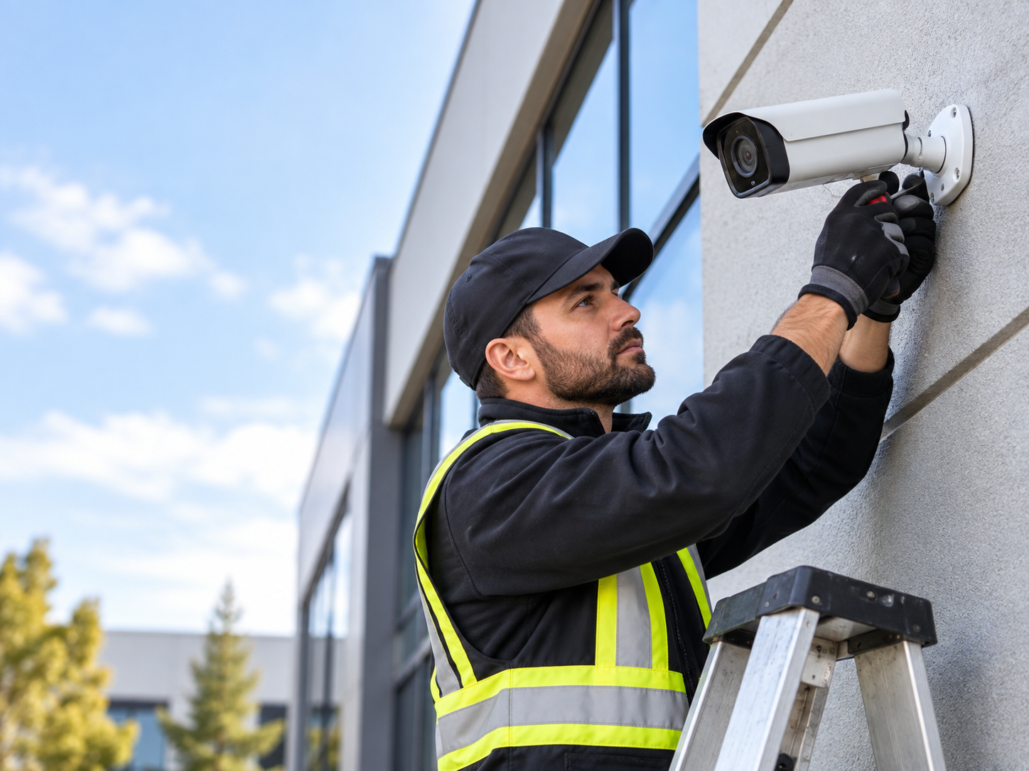 Secure office fingerprint access control at a commercial entrance