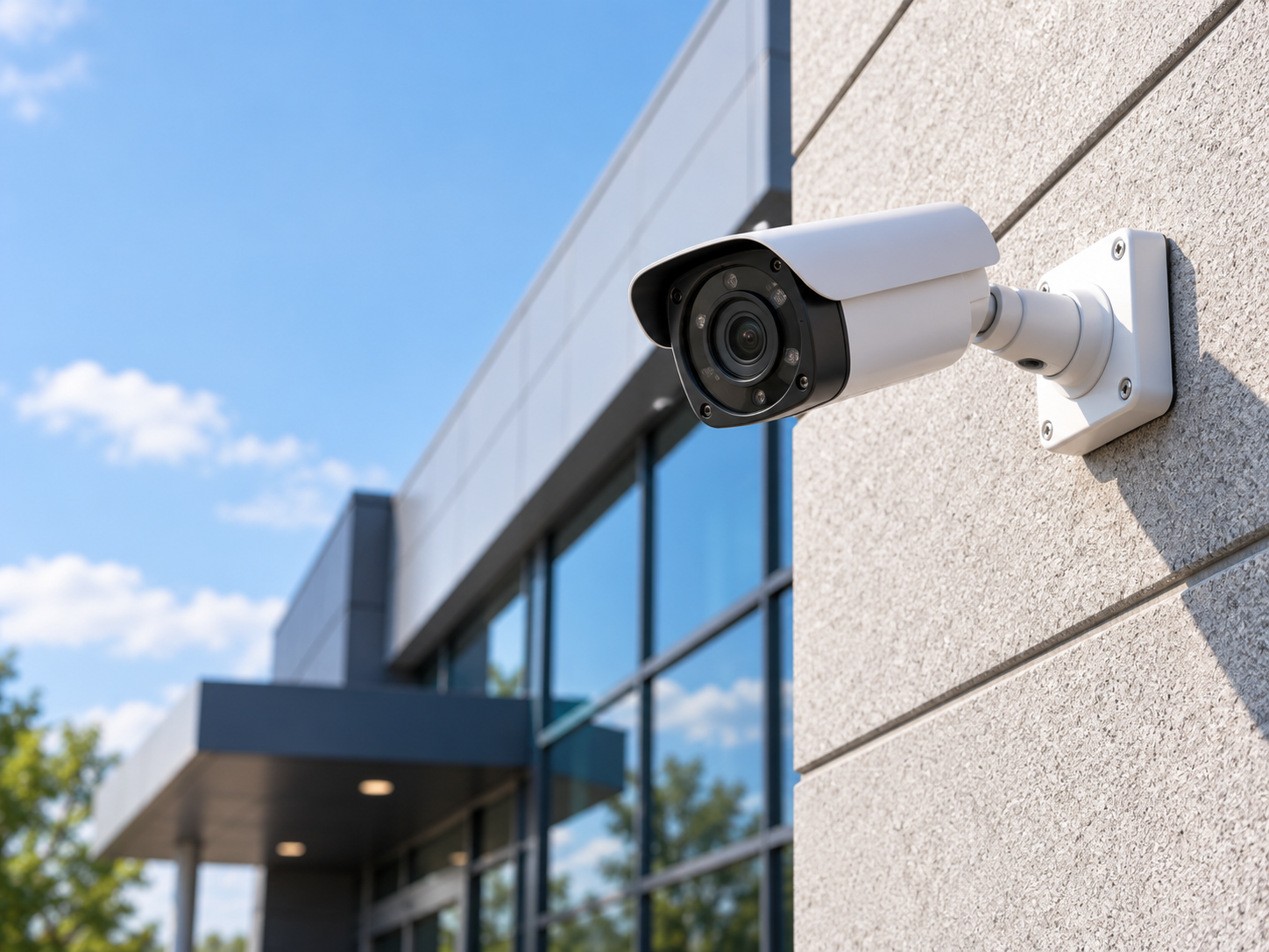 Security professional using AI video analytics for multi-camera monitoring